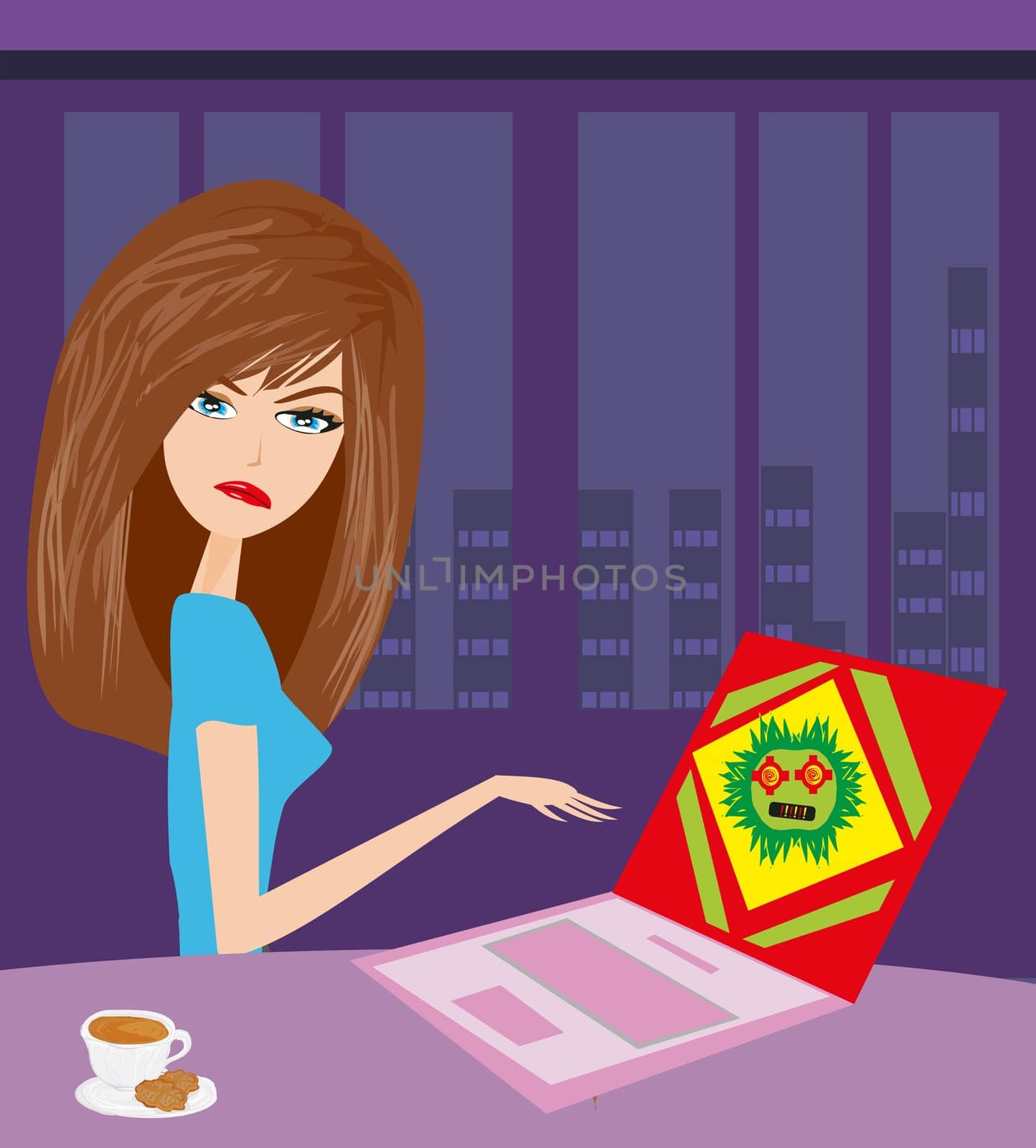 Computer virus attacking laptop