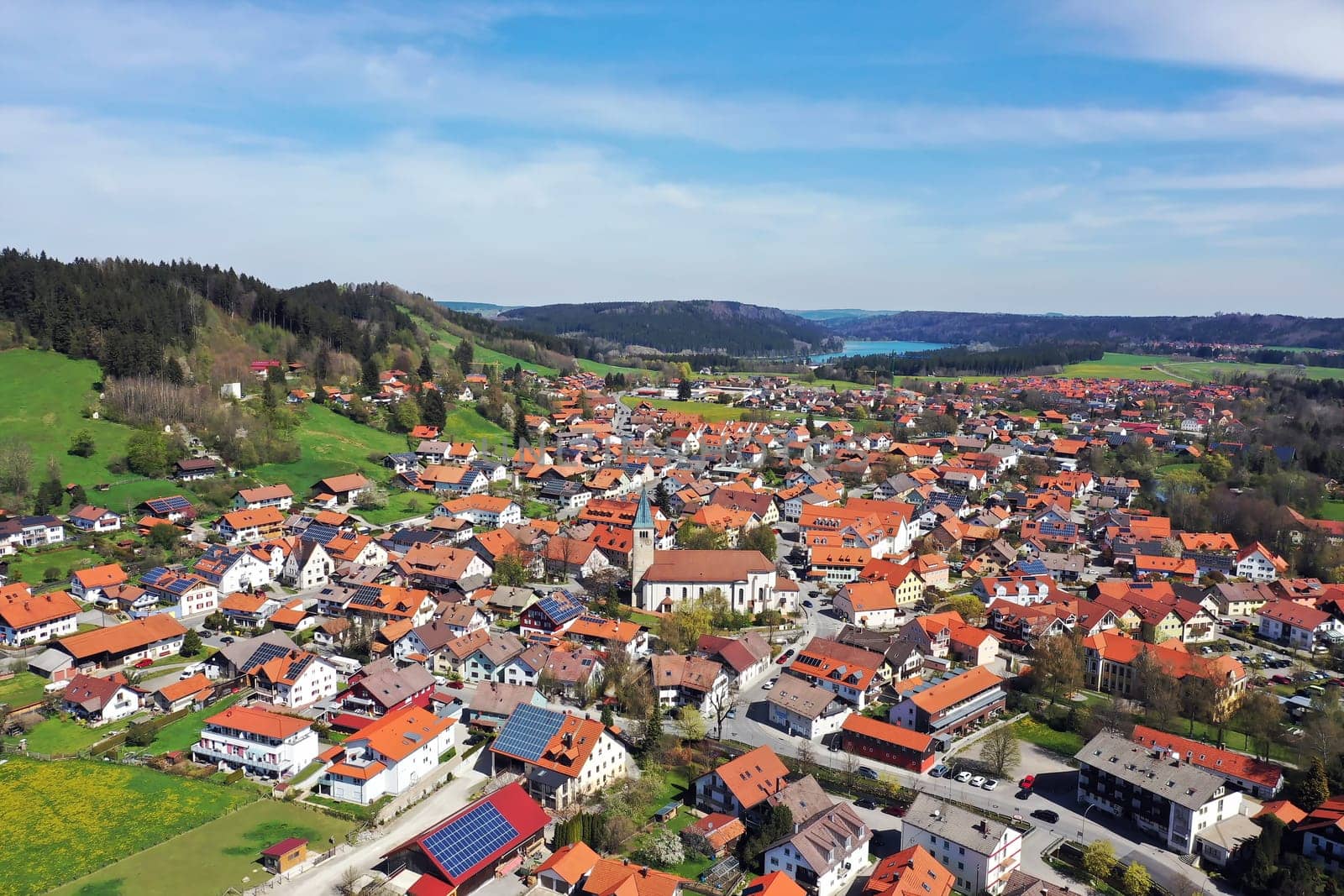 Aerial view of Peiting in good weather