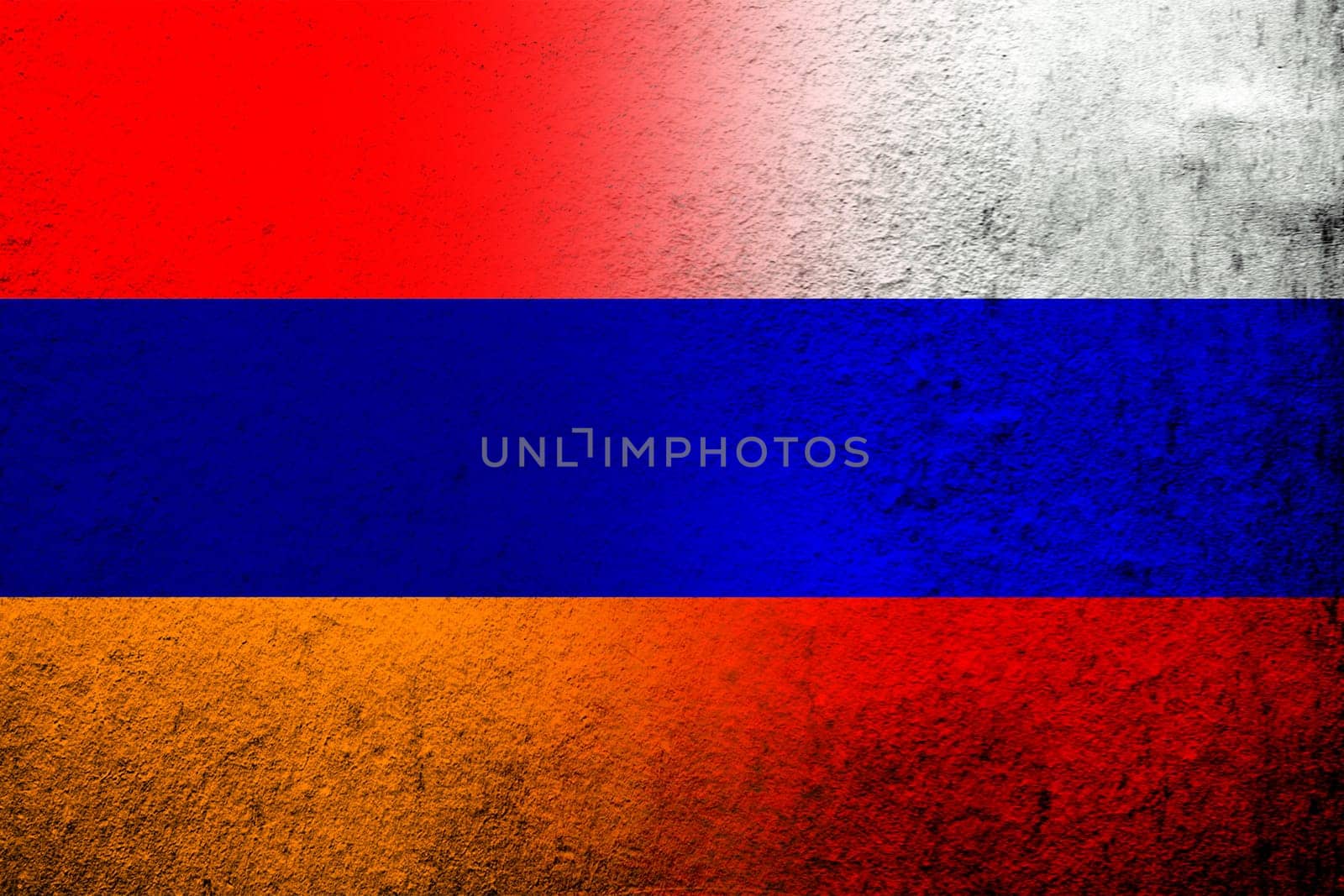 National flag of Russian Federation with Republic of Armenia  national flag. Grunge background