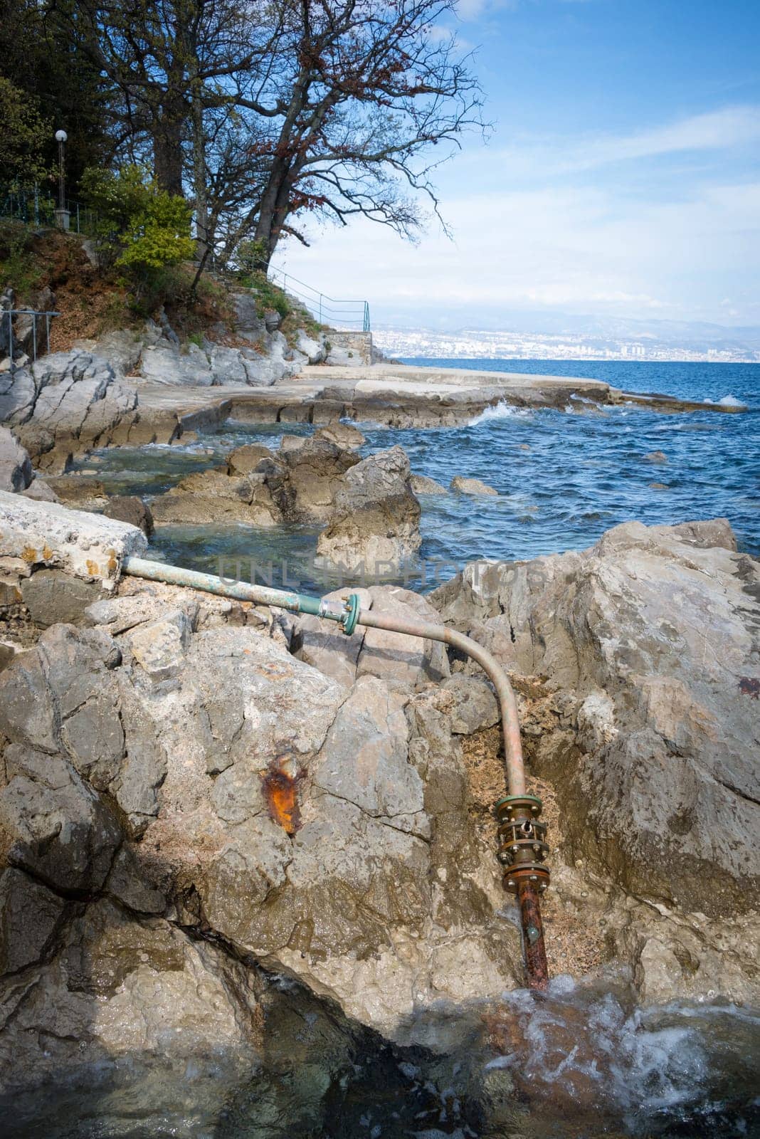Draining sewage into the ocean