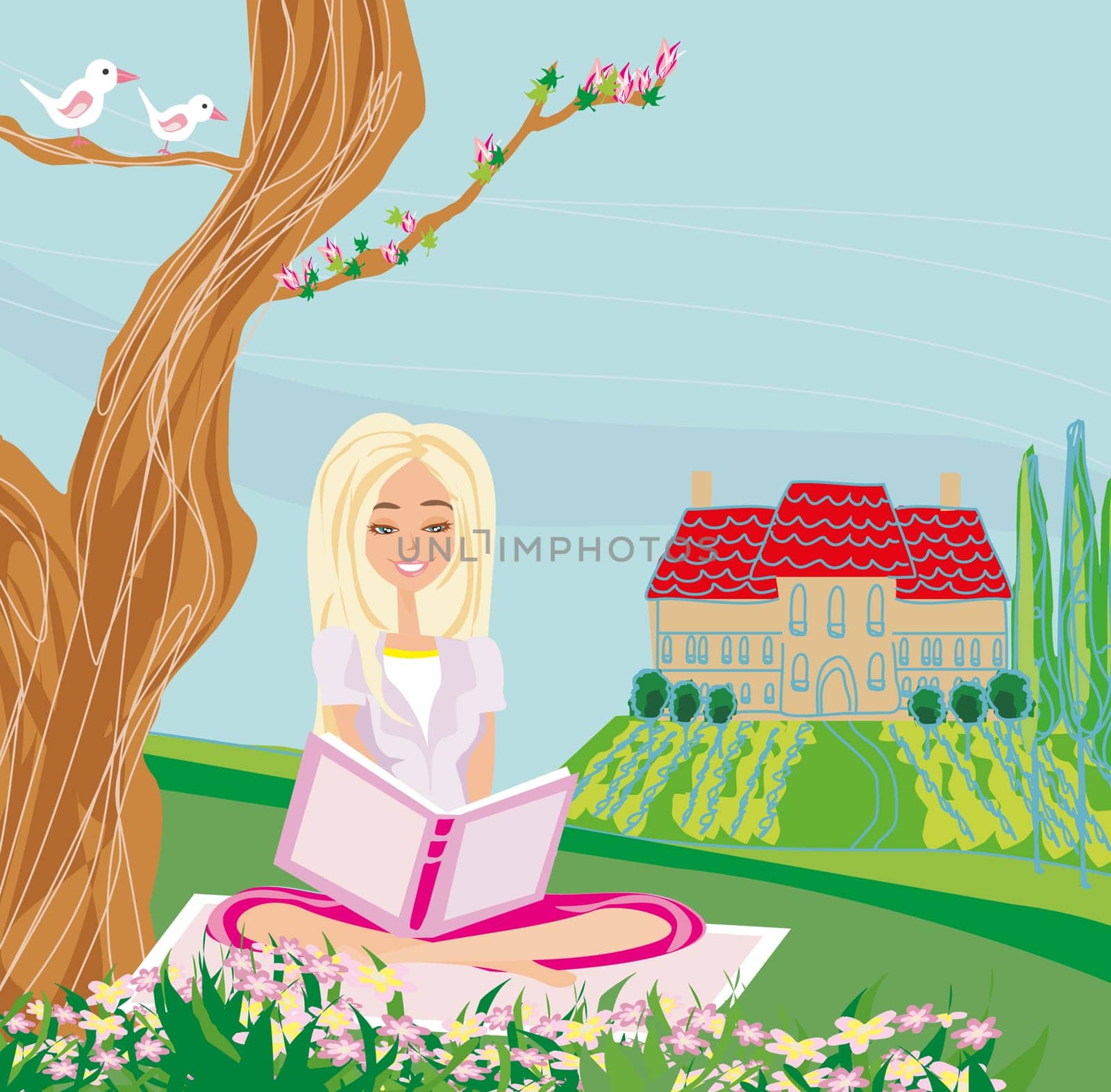 teenage girl with book