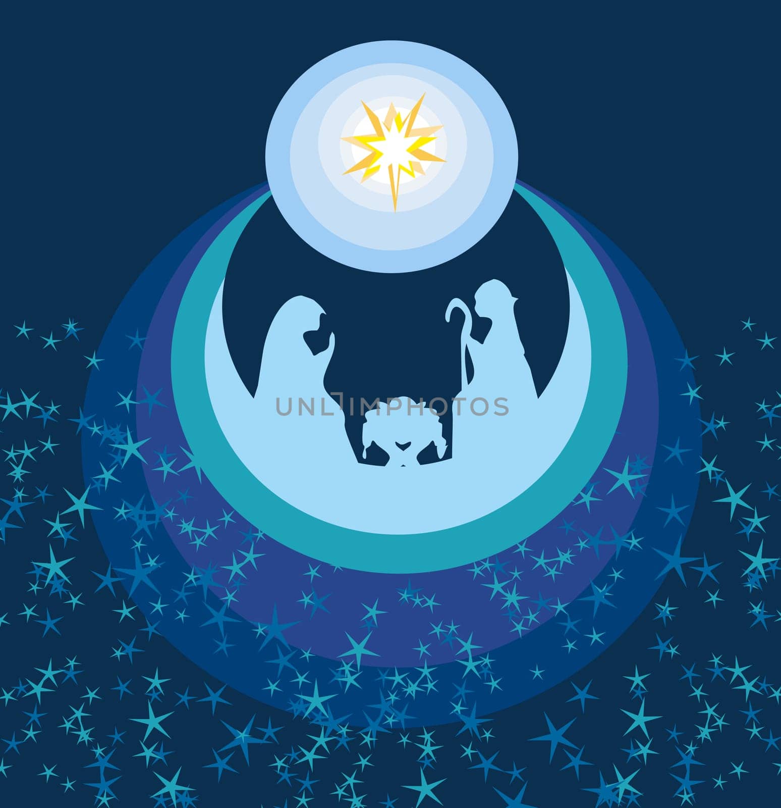 abstract Christmas card - birth of Jesus in Bethlehem.