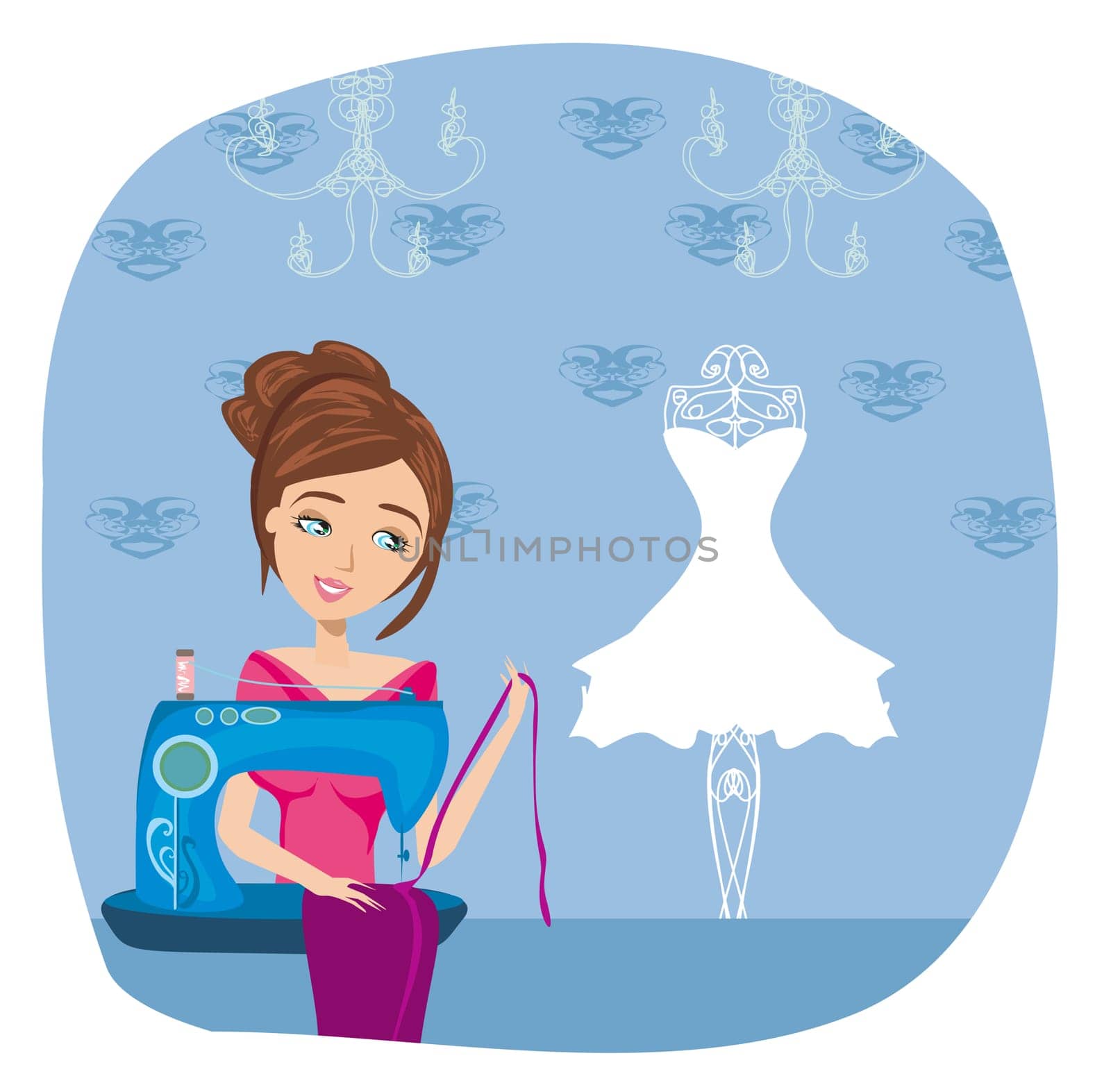 girl with sewing machine