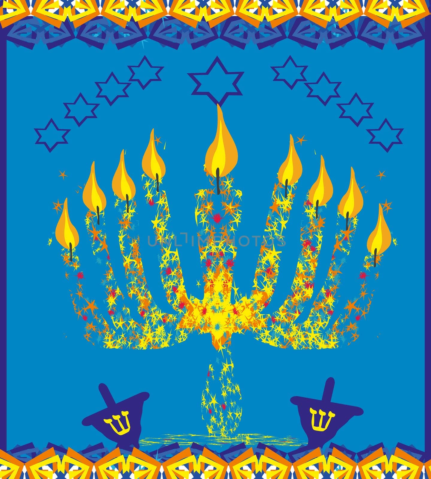 hanukkah menorah abstract card
