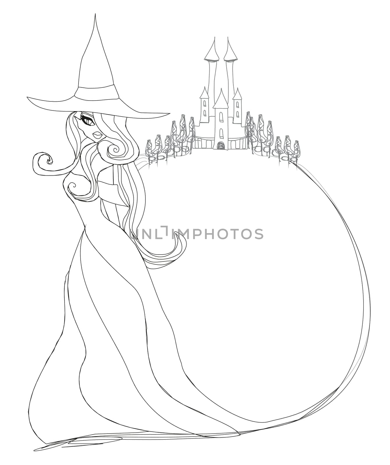 Halloween witch - doodle frame