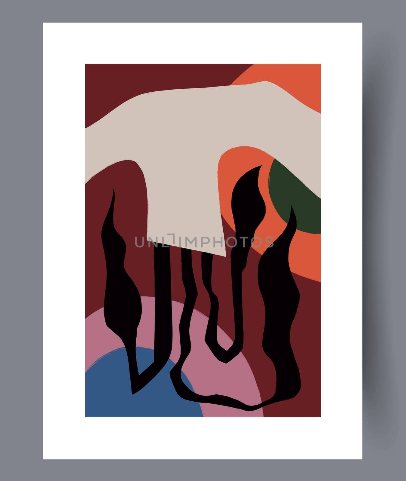 Scandinavian abstract vector print set. Minimalistic abstract wall art background for print. Scandinavian vector style.