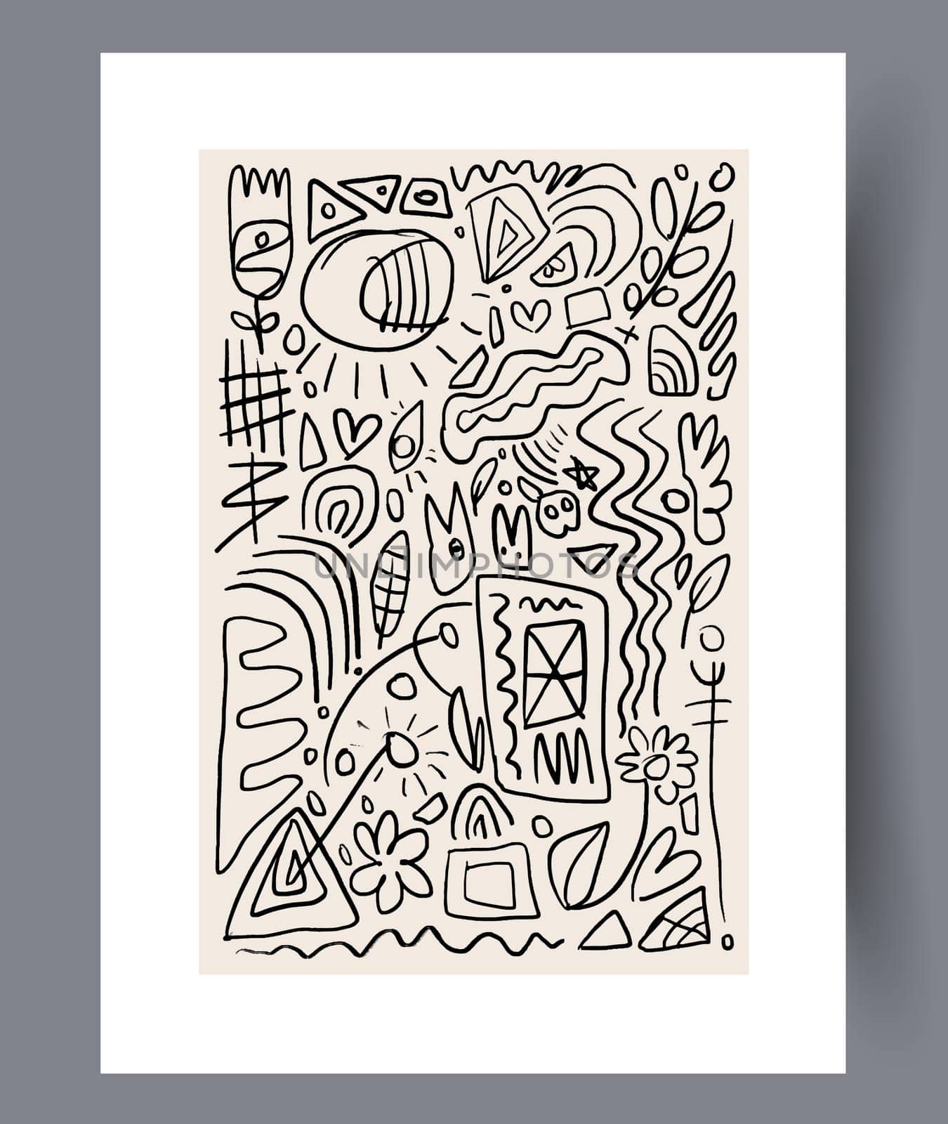 Scandinavian abstract vector print set. Minimalistic abstract wall art background for print. Scandinavian vector style.