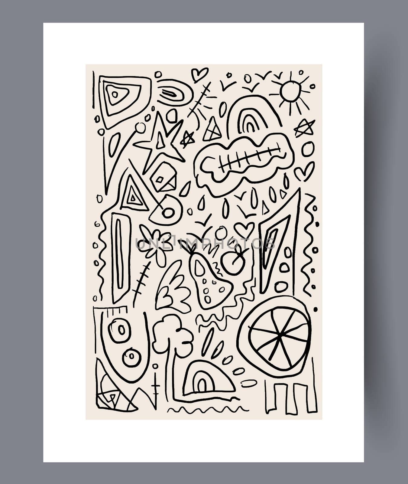 Scandinavian abstract vector print set. Minimalistic abstract wall art background for print. Scandinavian vector style.