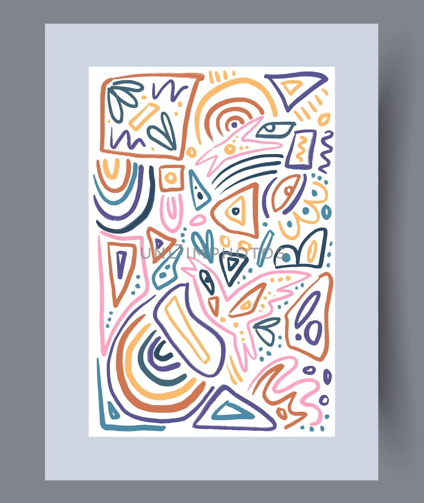 Scandinavian abstract vector print set. Minimalistic abstract wall art background for print. Scandinavian vector style.