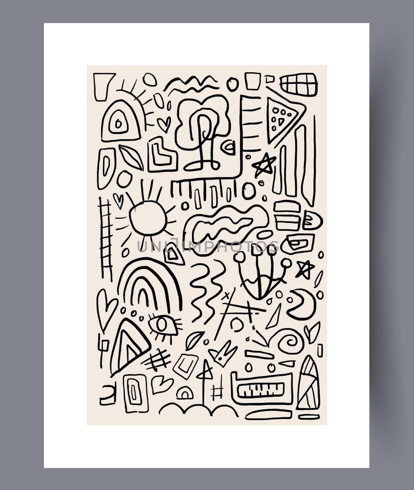 Scandinavian abstract vector print set. Minimalistic abstract wall art background for print. Scandinavian vector style.