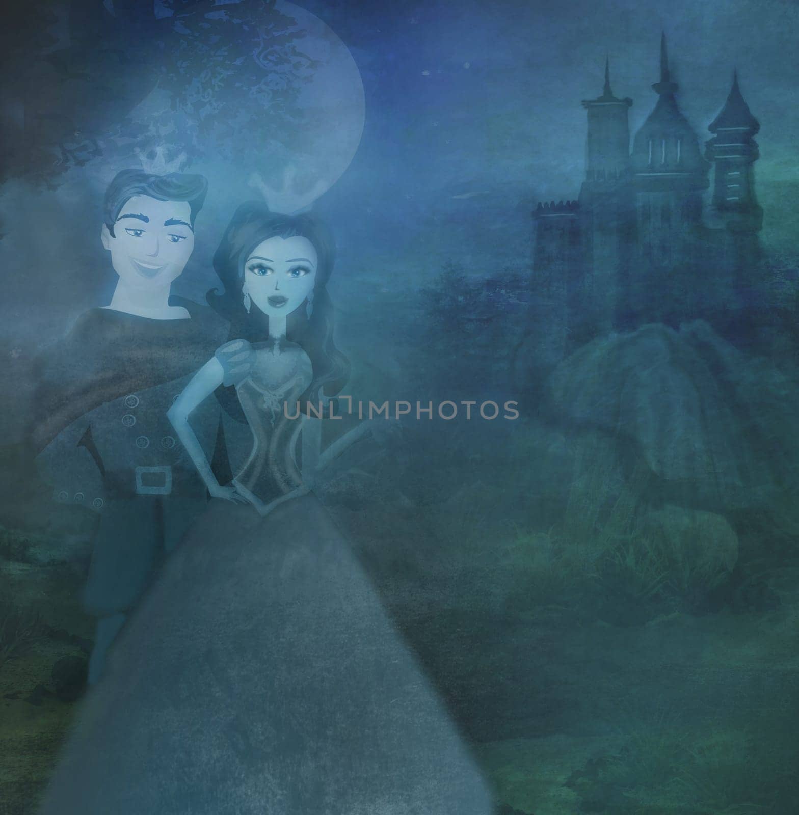 princess with prince near the castle