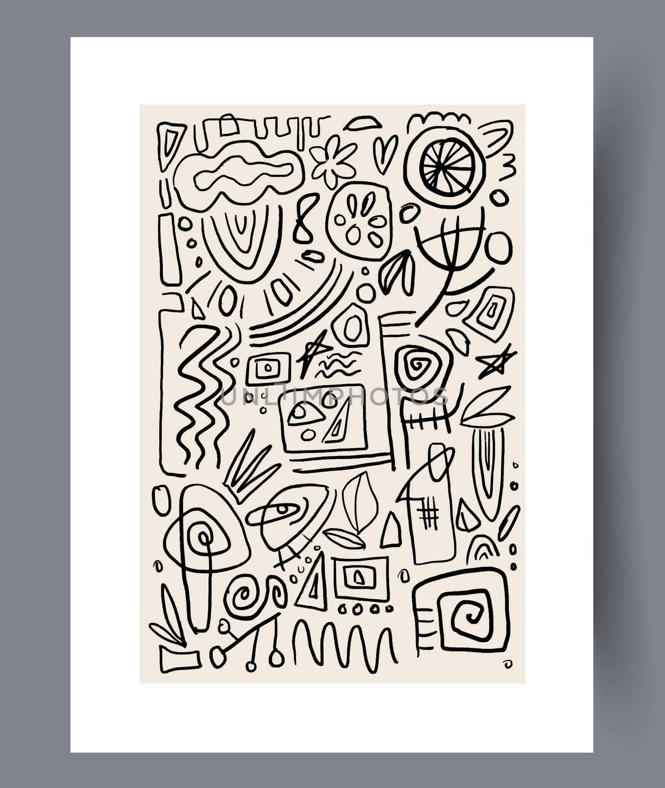 Scandinavian abstract vector print set. Minimalistic abstract wall art background for print. Scandinavian vector style.