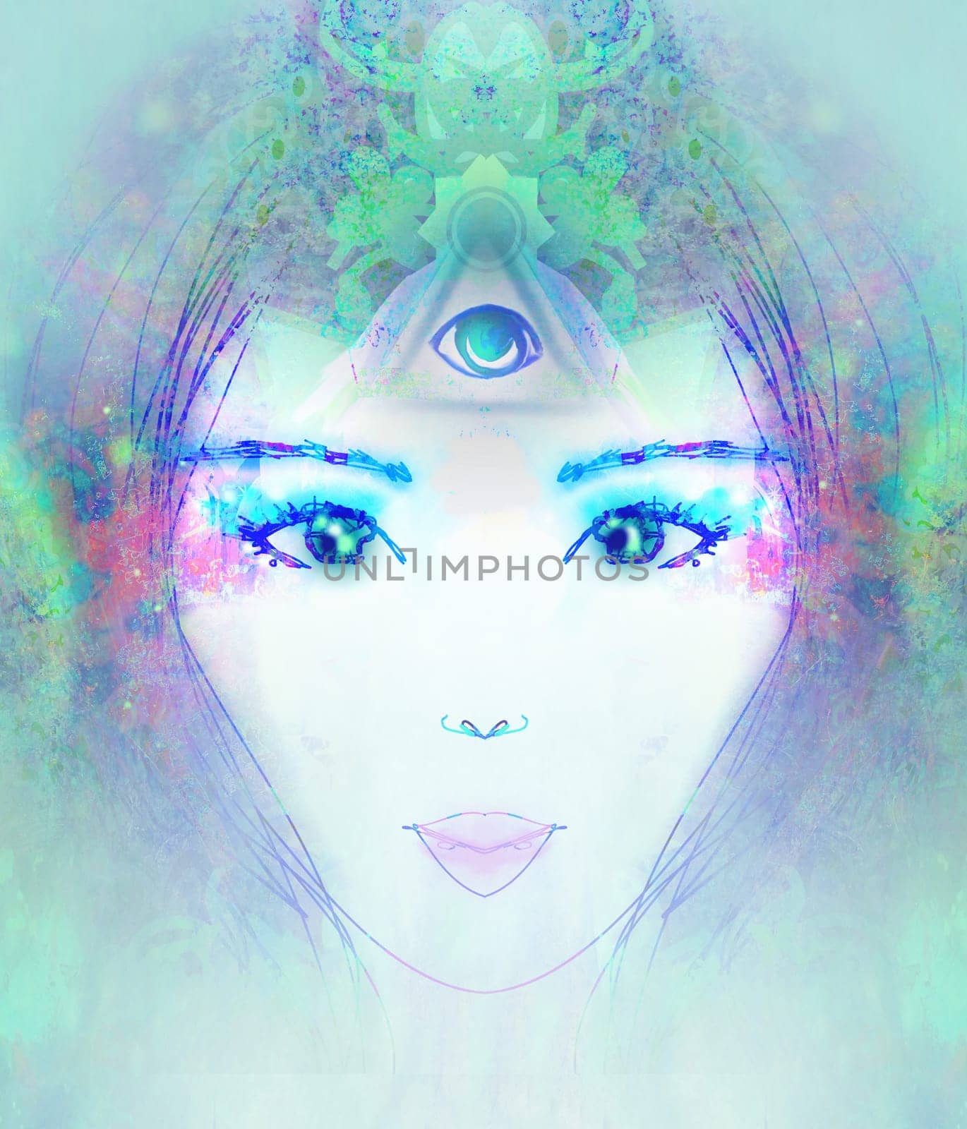 Woman with third eye, psychic supernatural senses