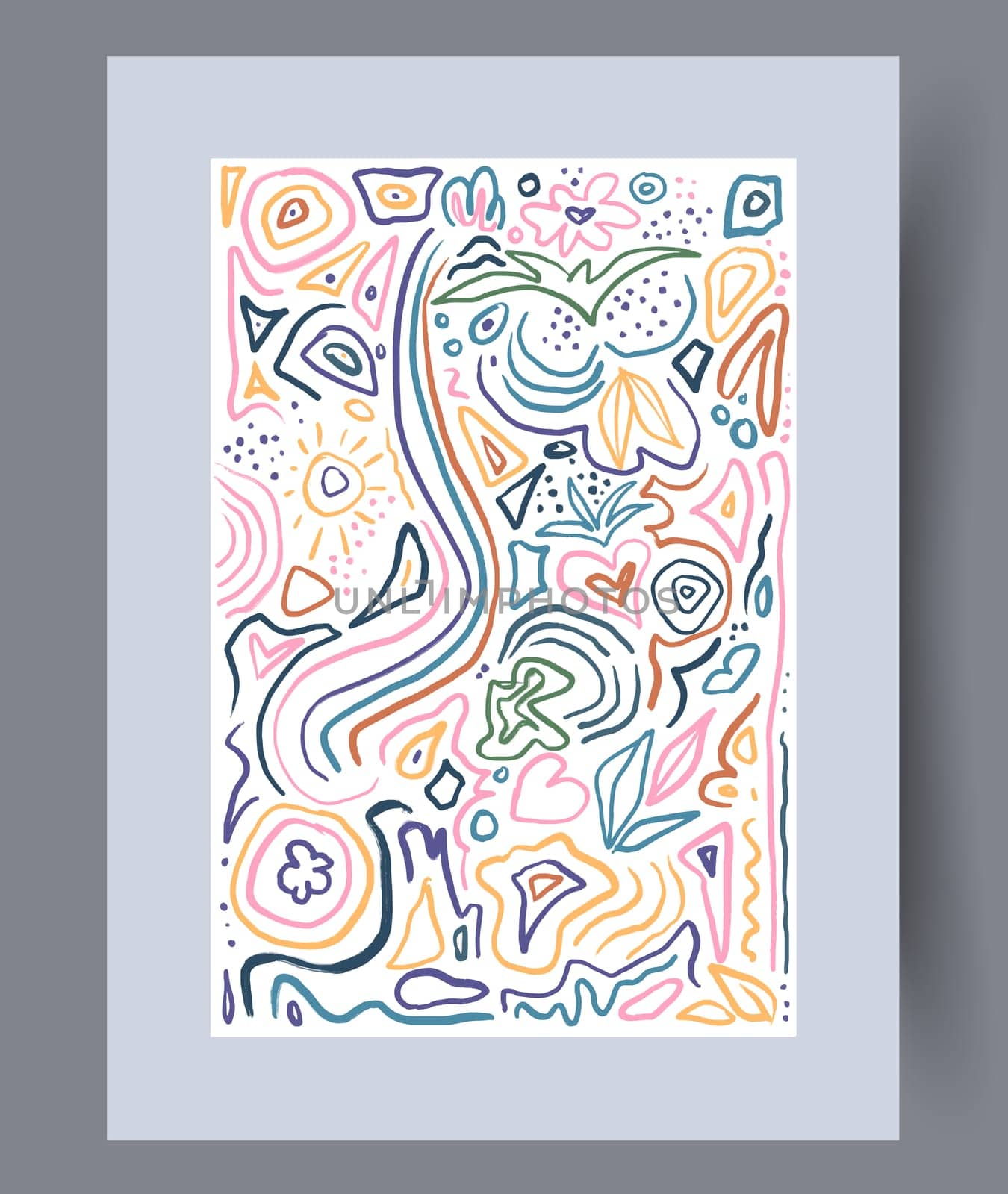 Scandinavian abstract vector print set. Minimalistic abstract wall art background for print. Scandinavian vector style.