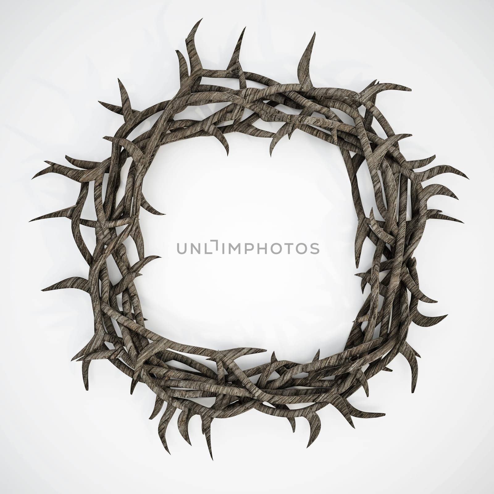 Crown of thorns isolated on white background. 3D illustration.