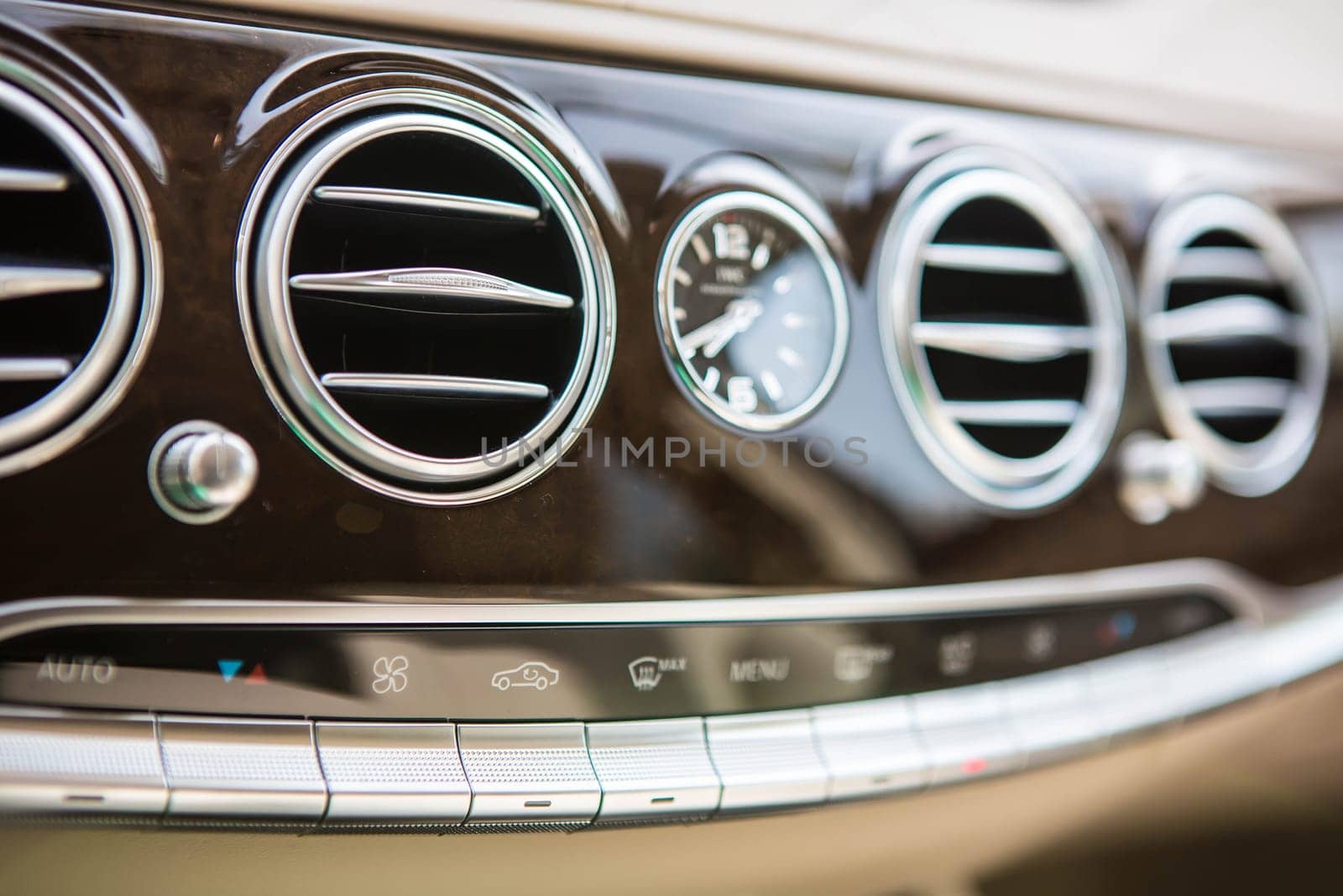 Luxury car interior details. Shallow DOF - selective focus