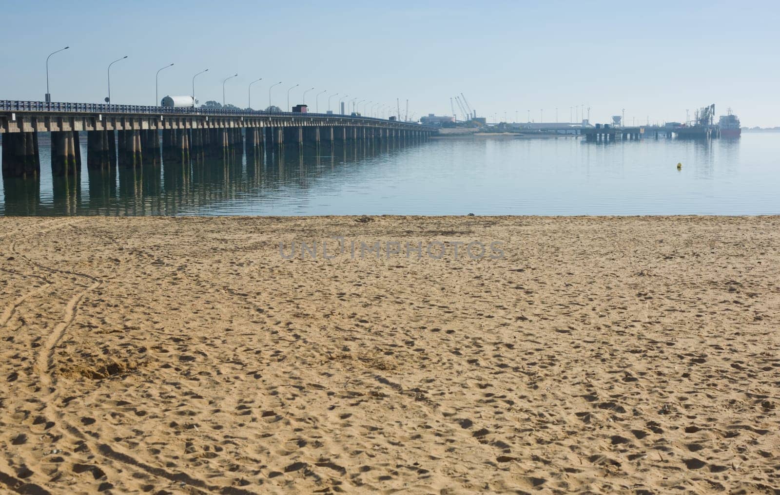 Beach at industrial area of Tinto River, Huelva, Spain