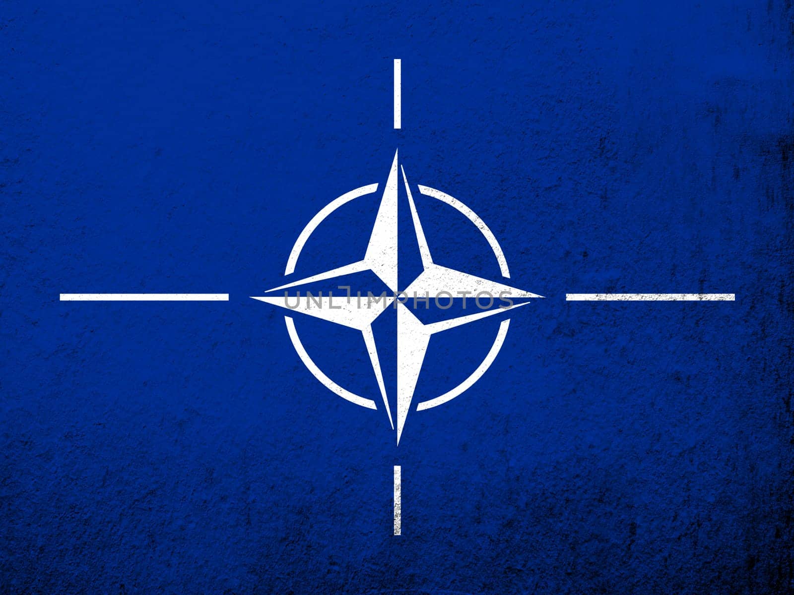Flag of North Atlantic Alliance NATO. Grunge background