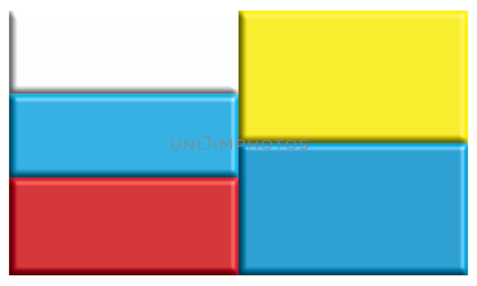 Russian and Ukrainian peace crisis as a geopolitical conflict conflict between Ukraine and Russia as a European security concept due to political disputes in a 3D illustration style.