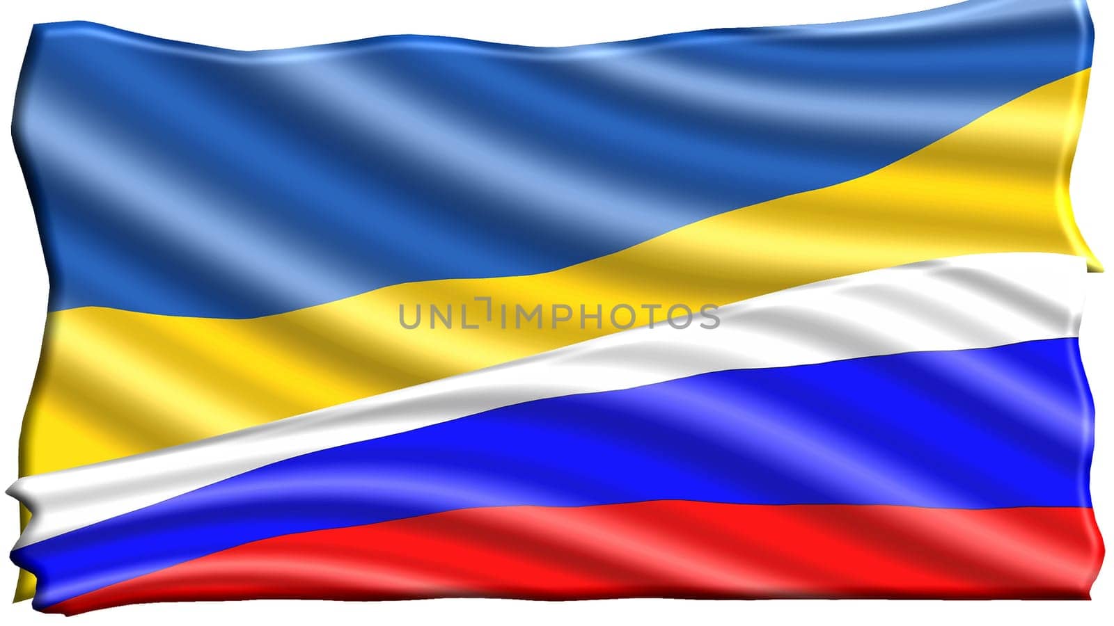 Russian and Ukrainian peace crisis as a geopolitical conflict conflict between Ukraine and Russia as a European security concept due to political disputes in a 3D illustration style.