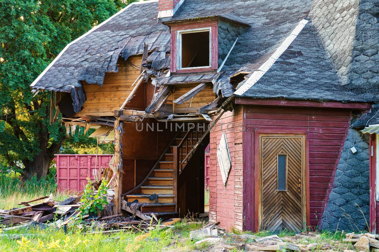 Mill ruin in the evening light, Fischland-Darss peninsula, Mecklenburg-West Pomerania, Germany
