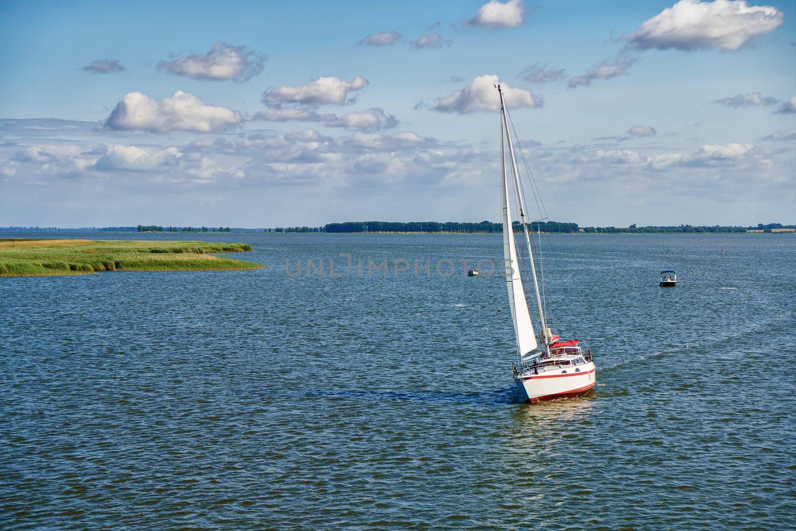 Sailing boat on the Zingster Strom, Fischland-Darß Peninsula, Mecklenburg-West Pomerania, Germany