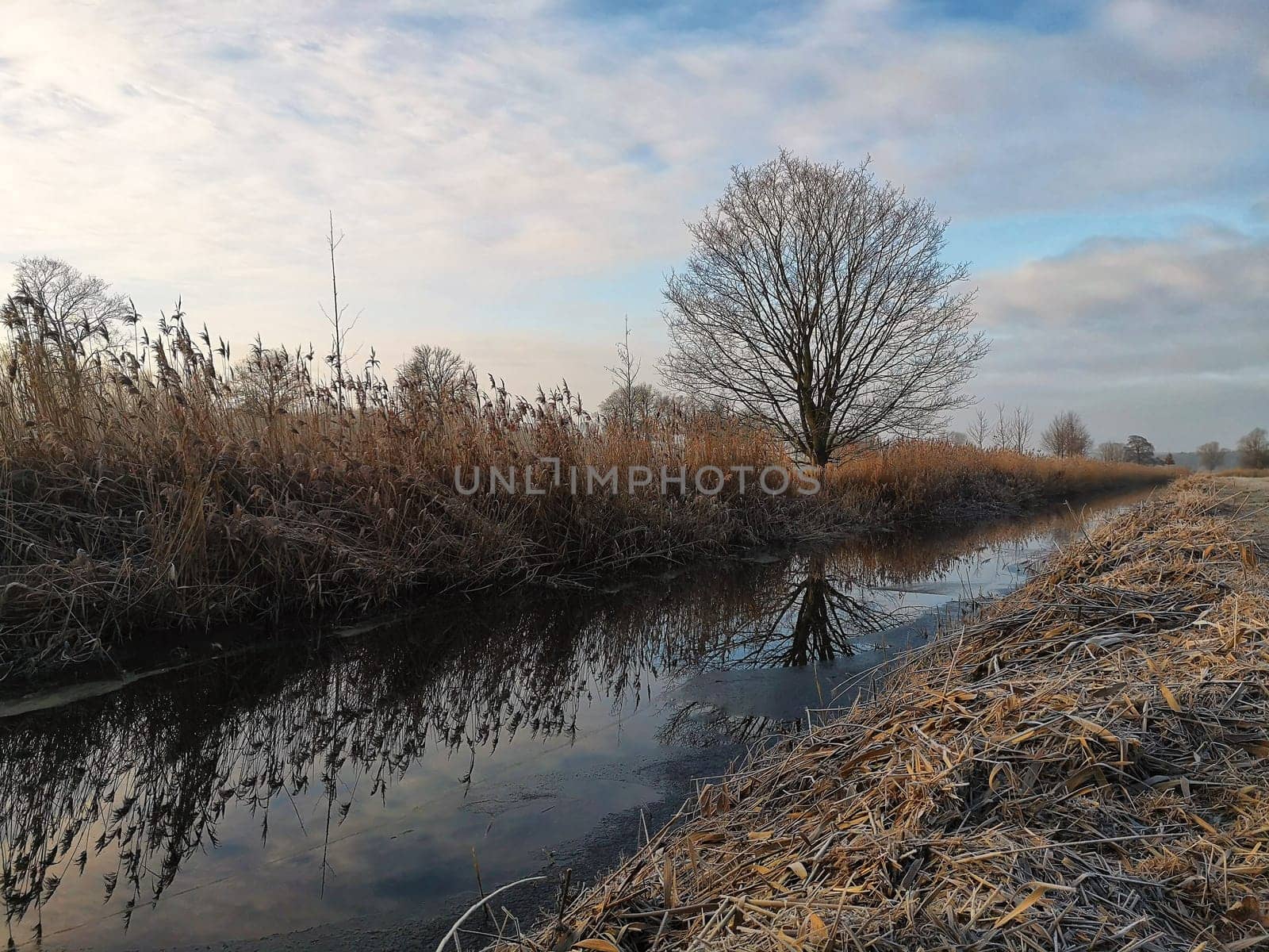 small canal in Brandenburg countryside, Germany