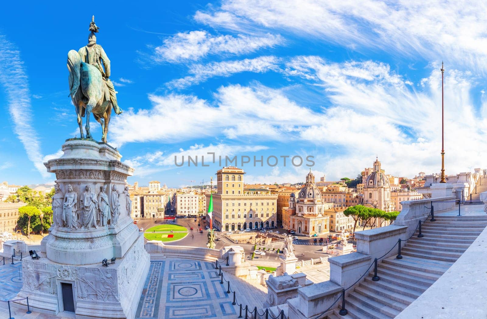 Monument to Victor Emmanuel on Venice Square or Piazza Venezia, Rome, Italy.