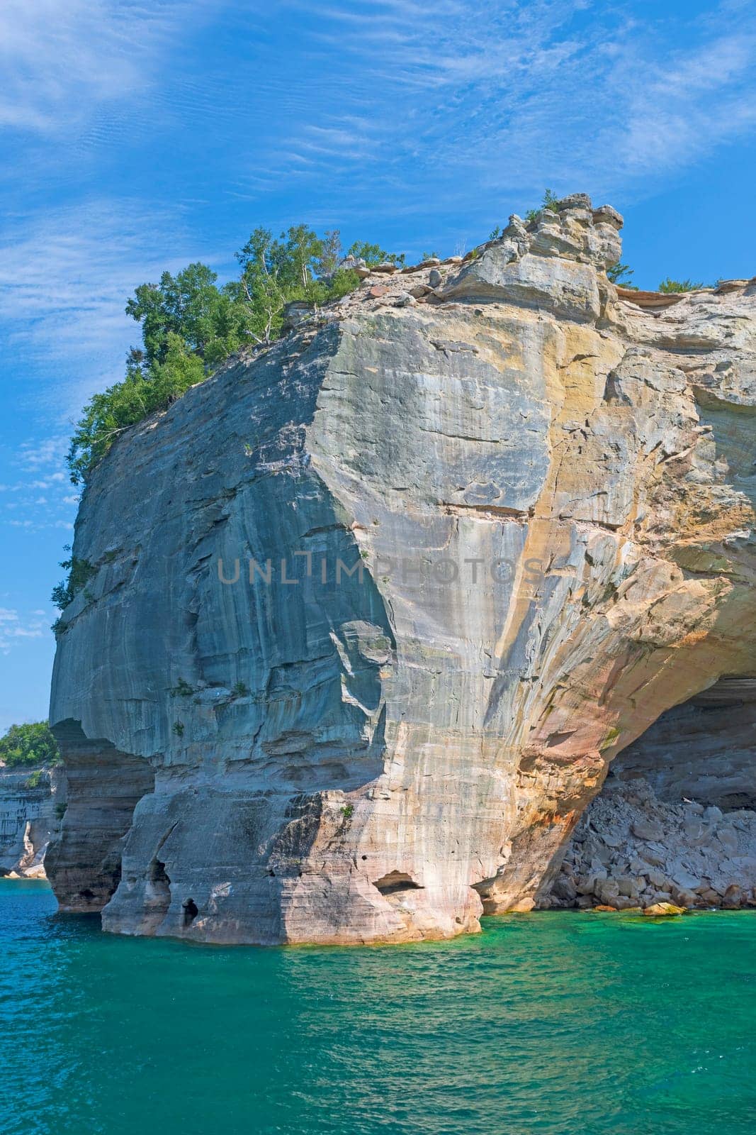 Smooth Cut Sandstone on a Remote Lakeshore on Lake Superior in Pictured Rocks National Lakeshore in Michigan