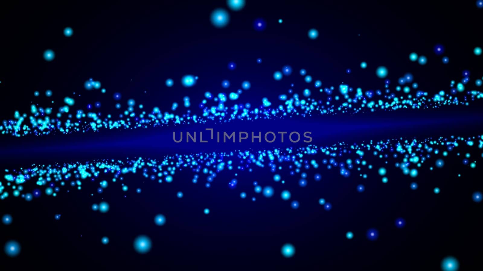 Elegant blue flying particles background.3d illustration
