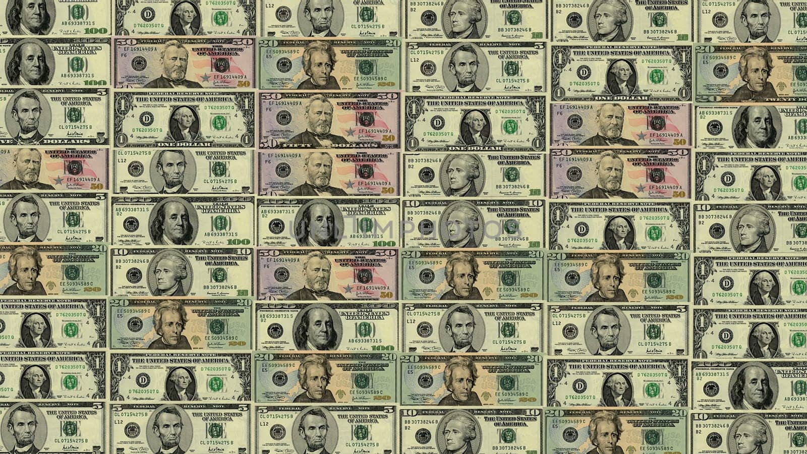 Manu US dollar banknotes replacing each other