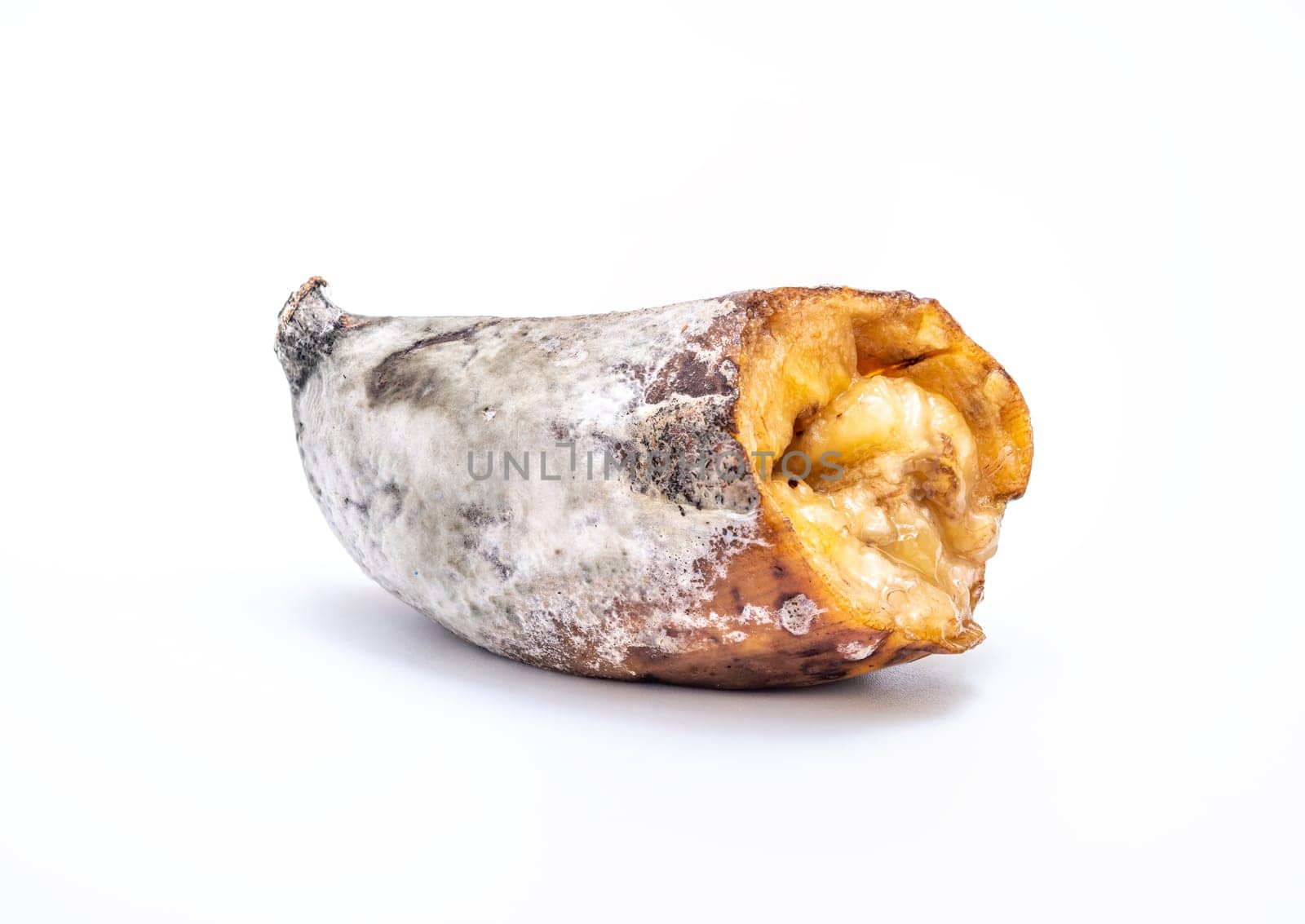 Rotten banana isolated on white background