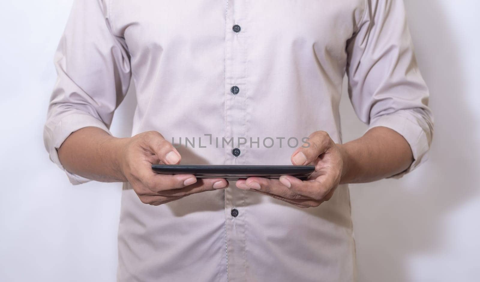 Networking people and connecting network concept, Man using Laptop on blurred background