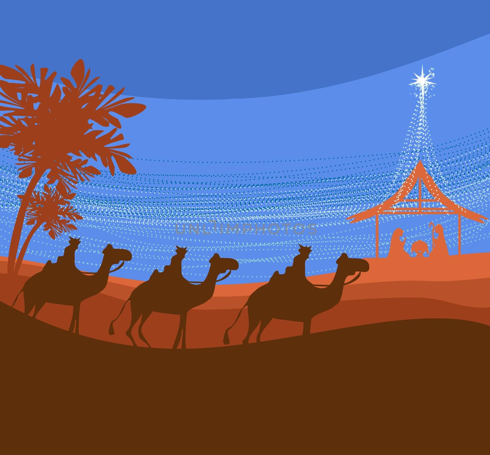 Biblical scene - birth of Jesus in Bethlehem.