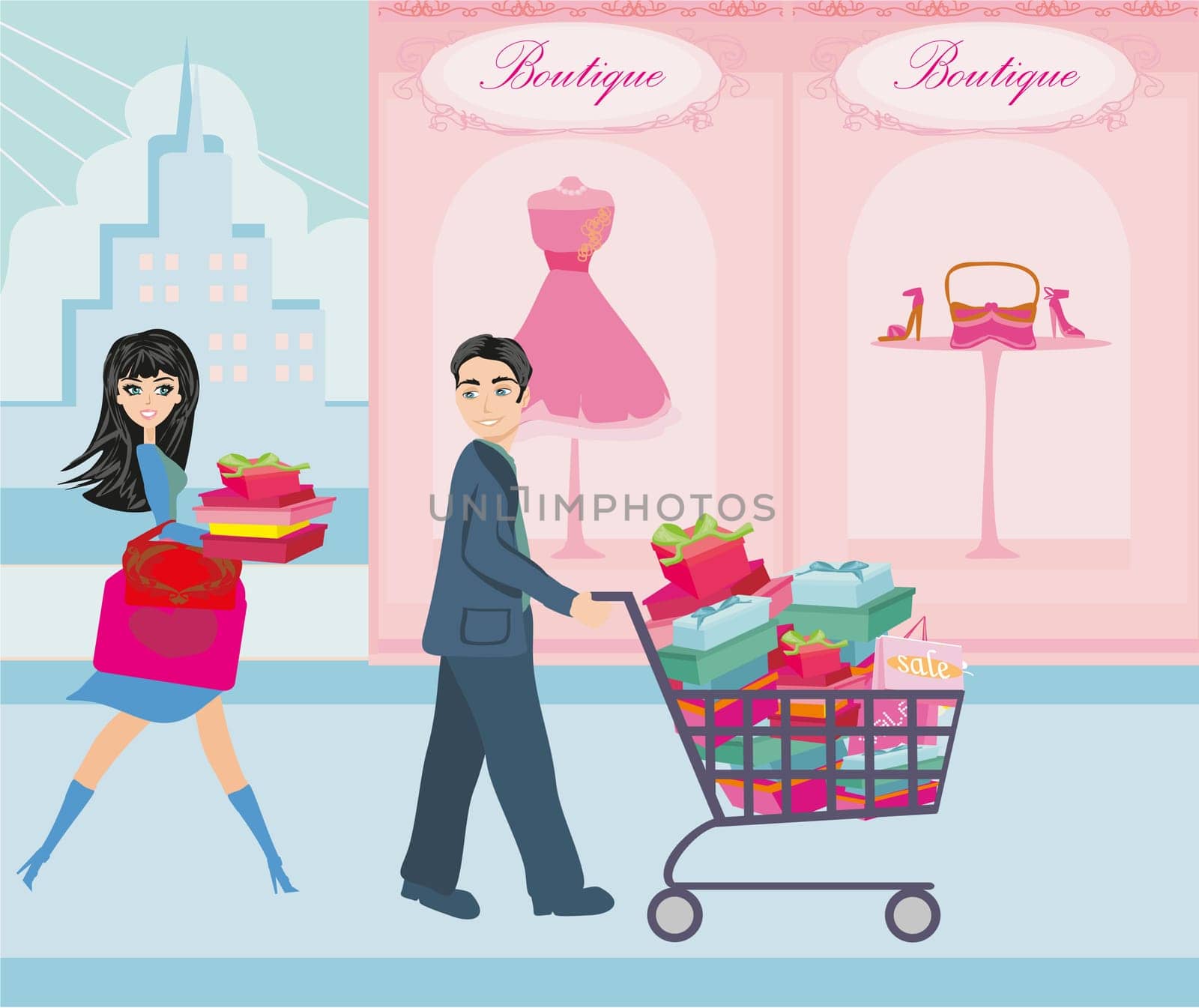 couple on Christmas shopping