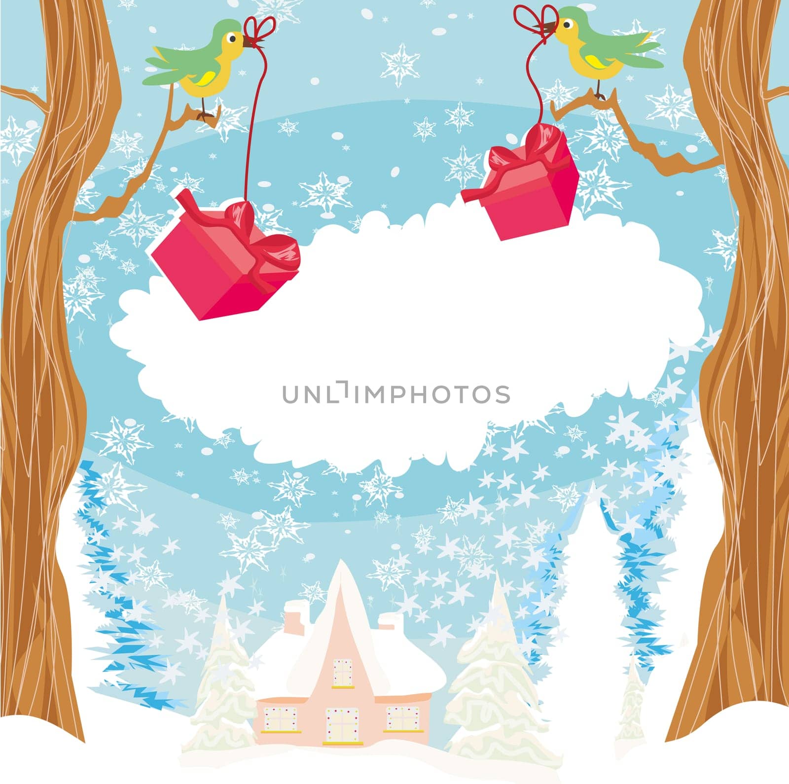Christmas Winter Birds Graphic Design