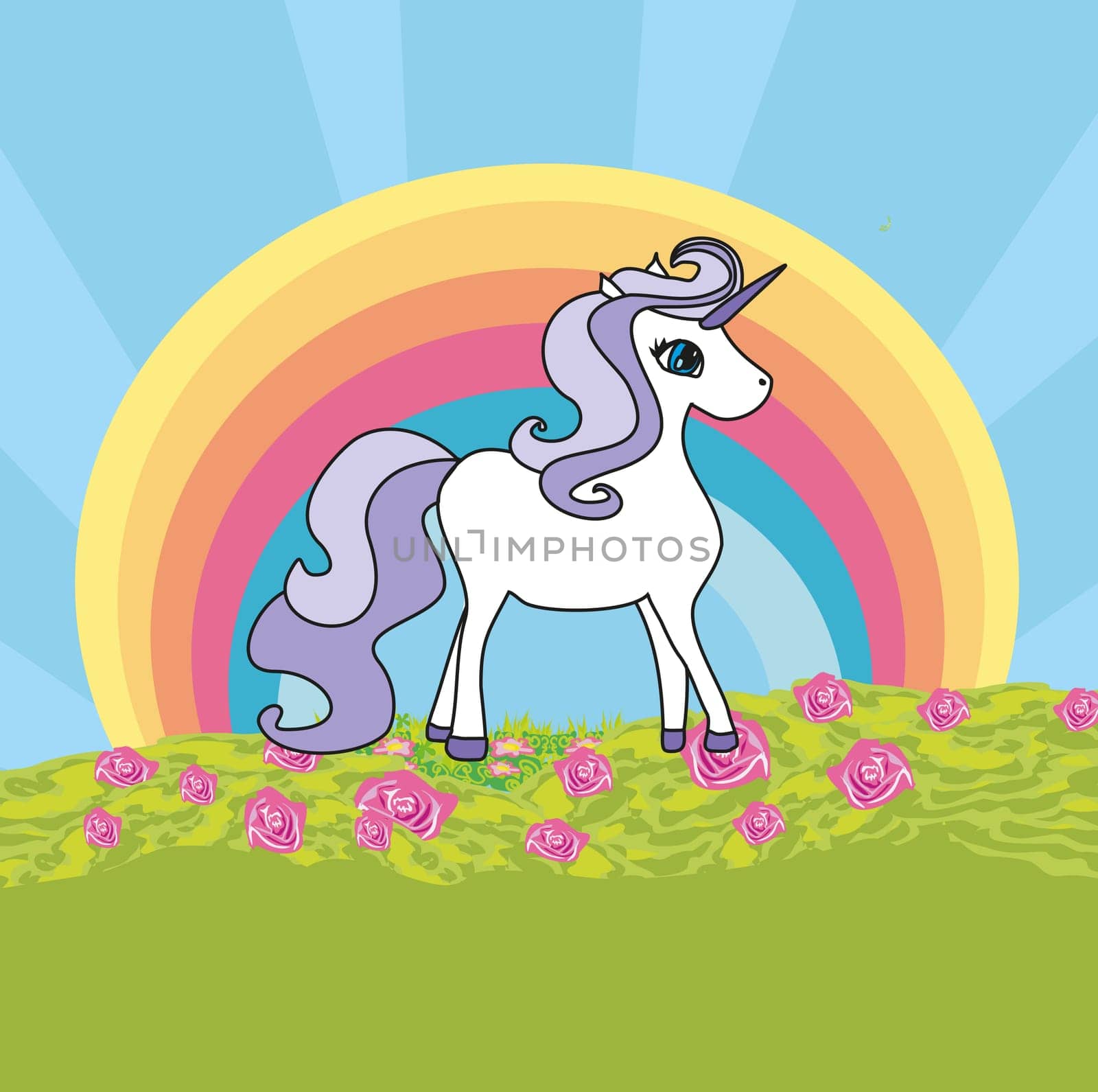 Unicorn with a rainbow