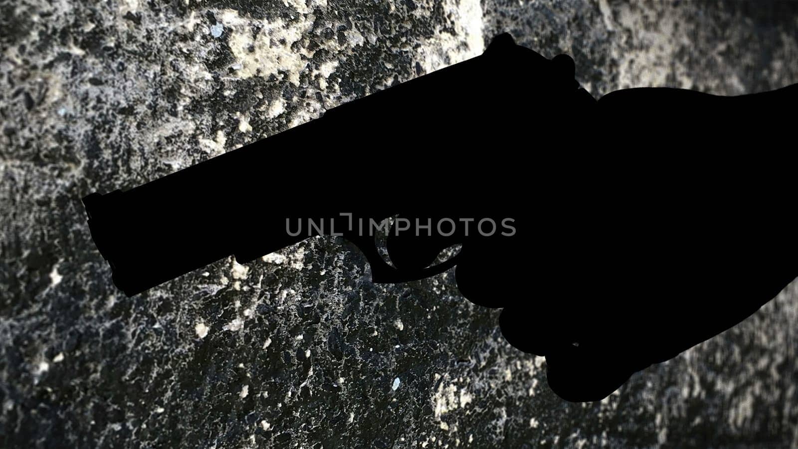 Gun silhouette against grunge background crime concept
