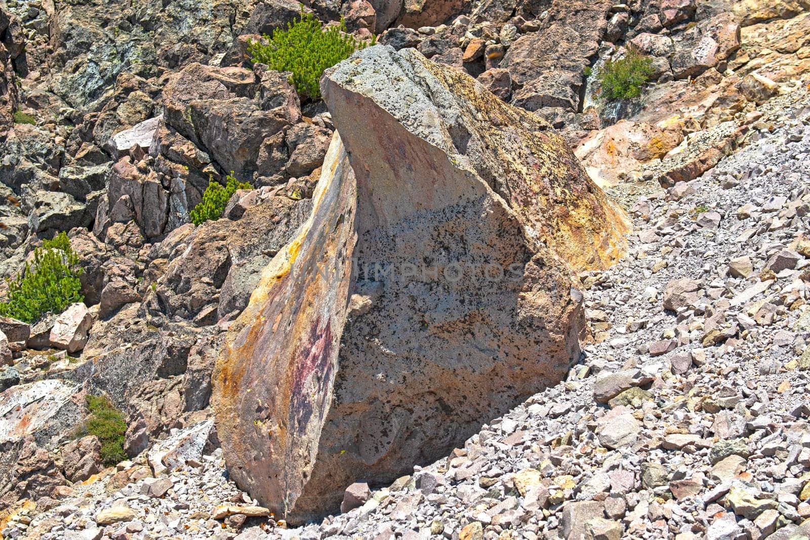 Distinctive Igneous Rock on Side of a Volcano on Mt Lassen in California