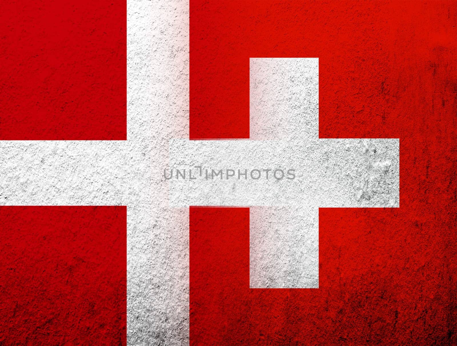 the Kingdom of Denmark National flag with National flag of Switzerland. Grunge Background