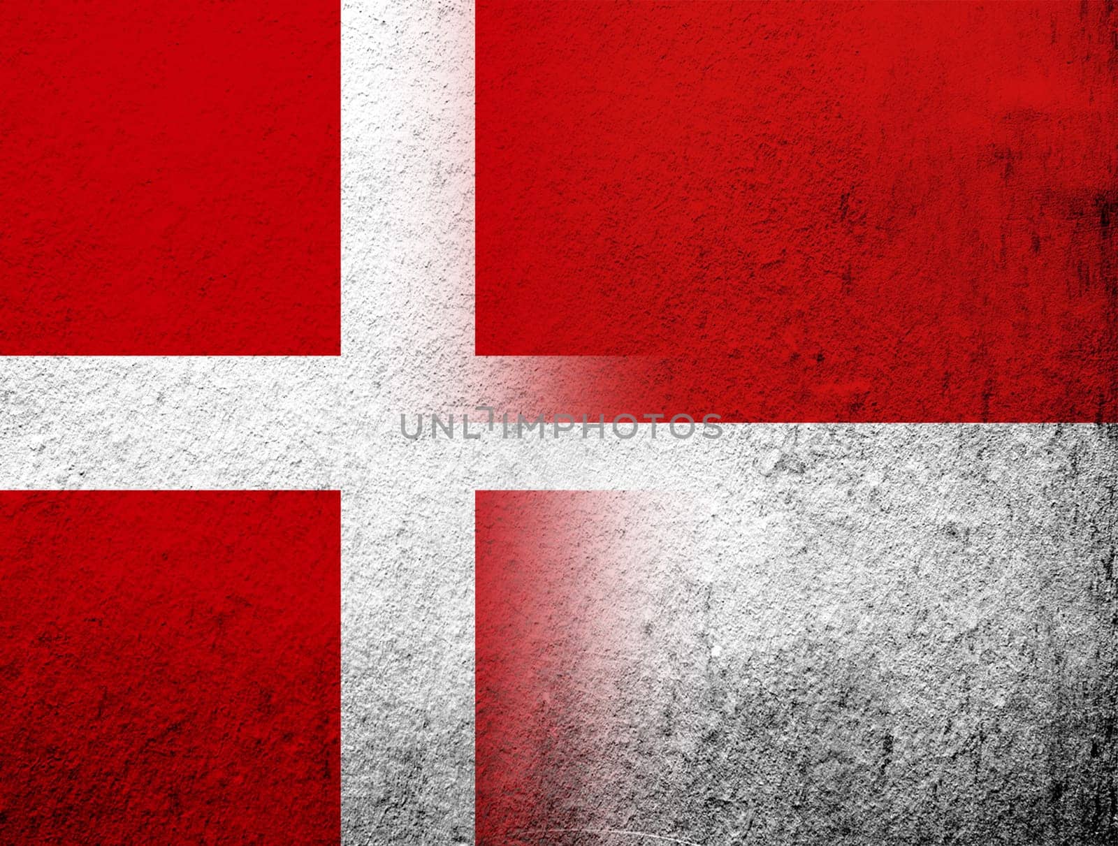 the Kingdom of Denmark National flag with The Republic of Indonesia National flag. Grunge Background