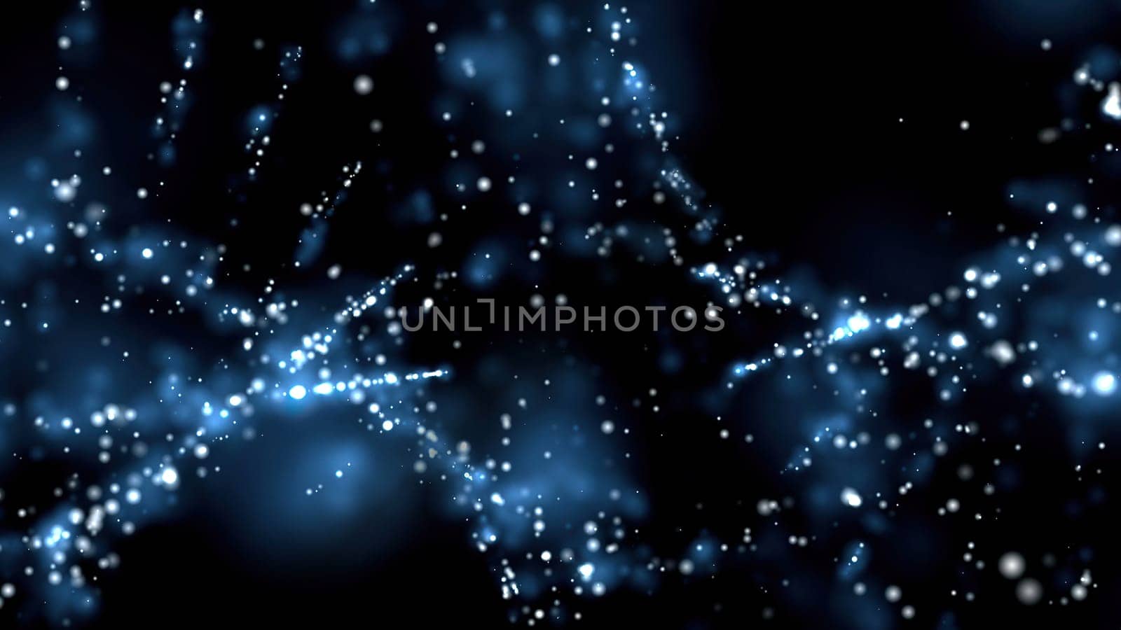 Blue Dust Particles over black 3d illustration