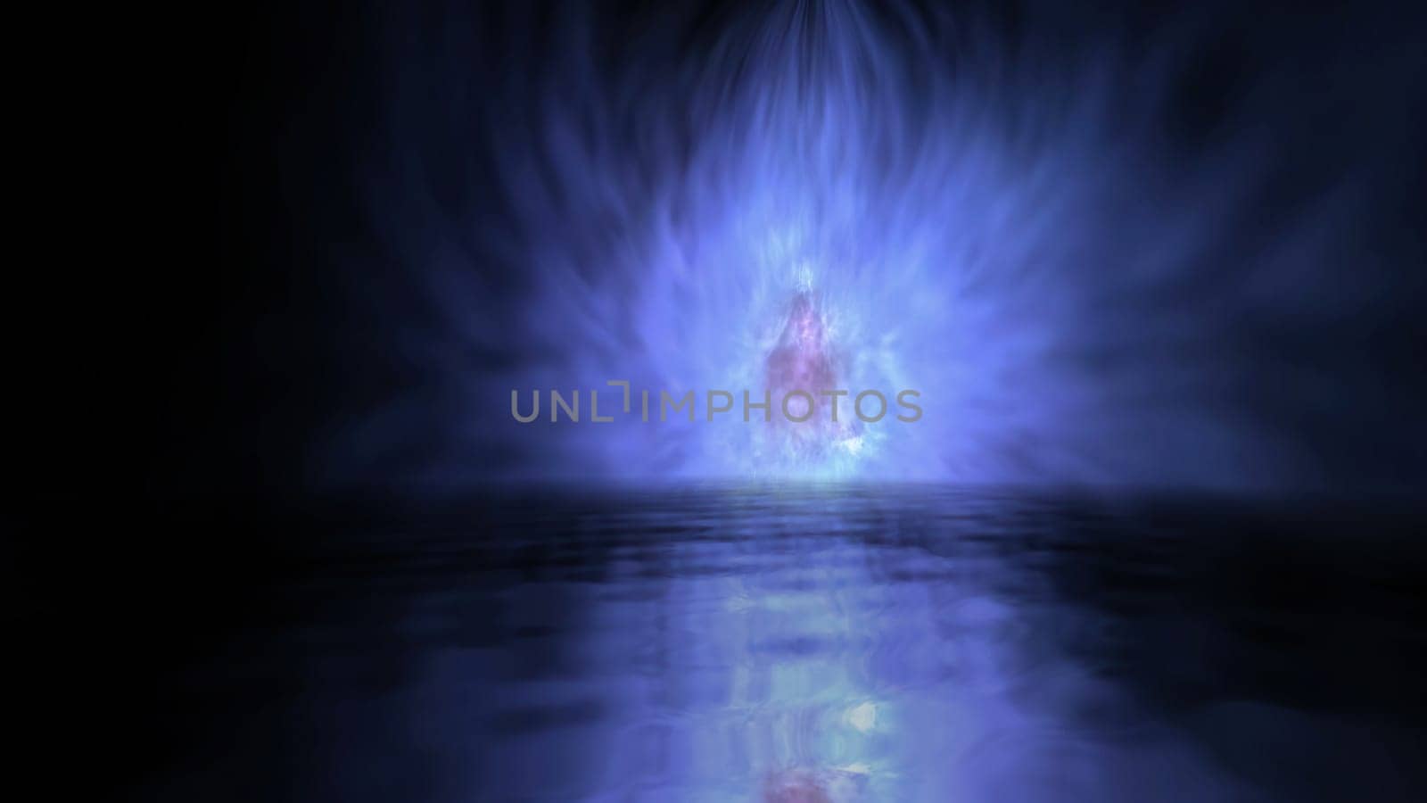 Aurora north lights reflections on water 3d illustration