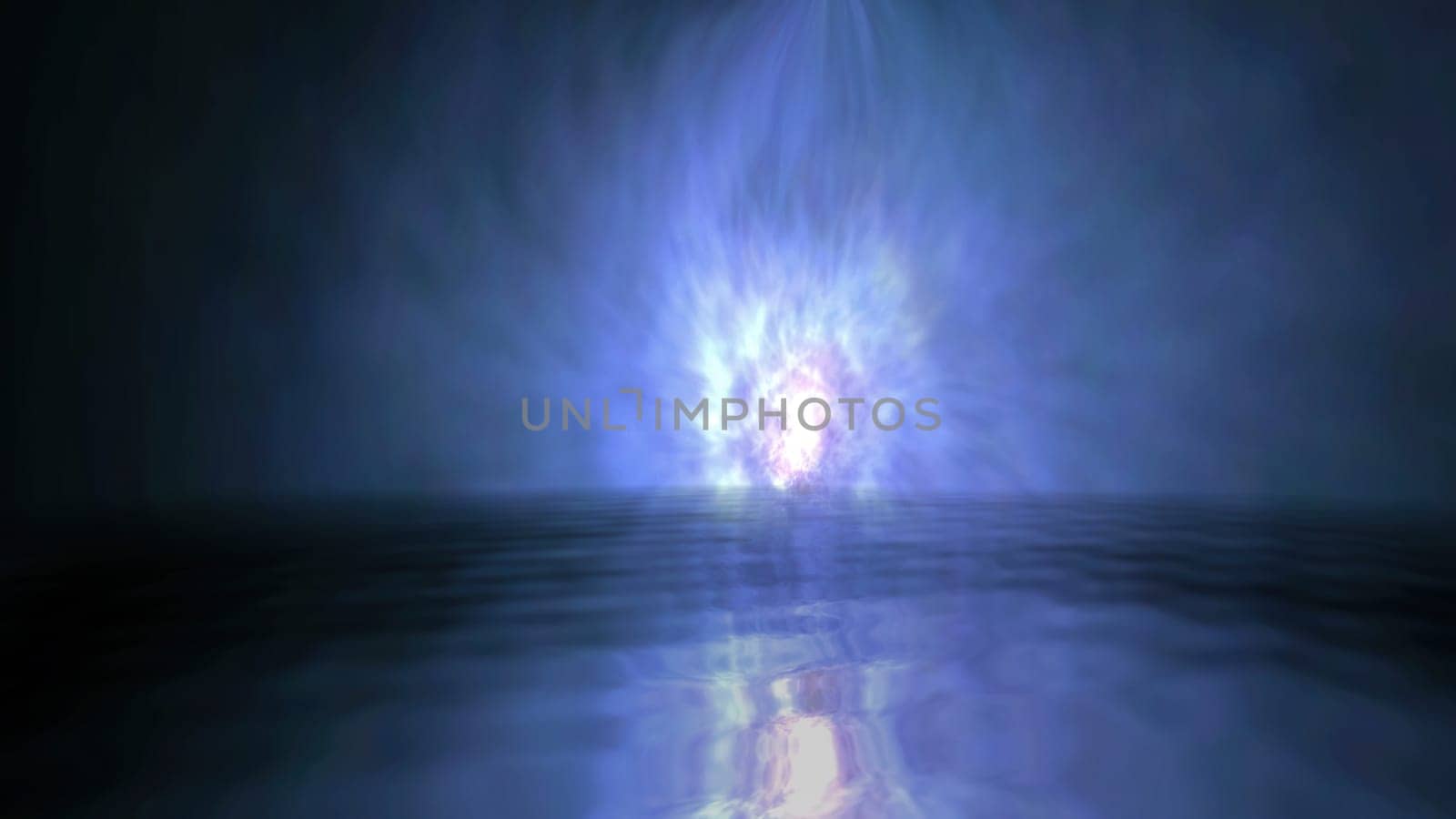 Aurora north lights reflections on water 3d illustration