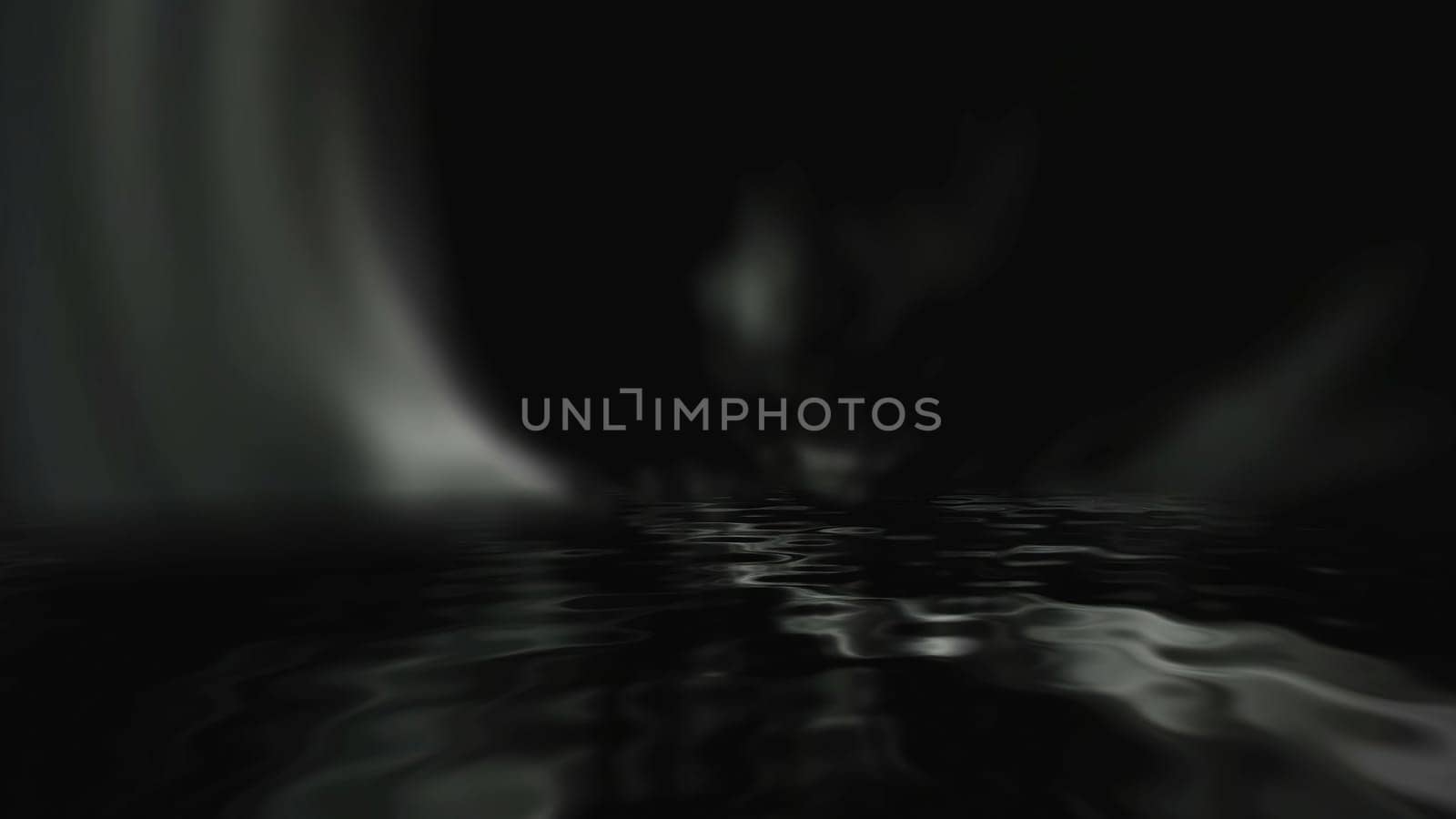 Dark water and mysterious light  3D illustration