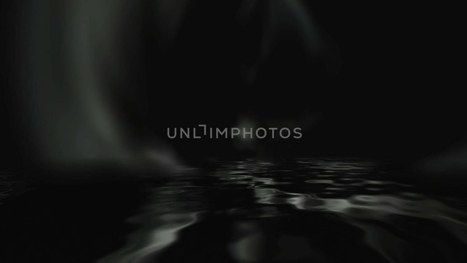 Dark water and mysterious light  3D illustration