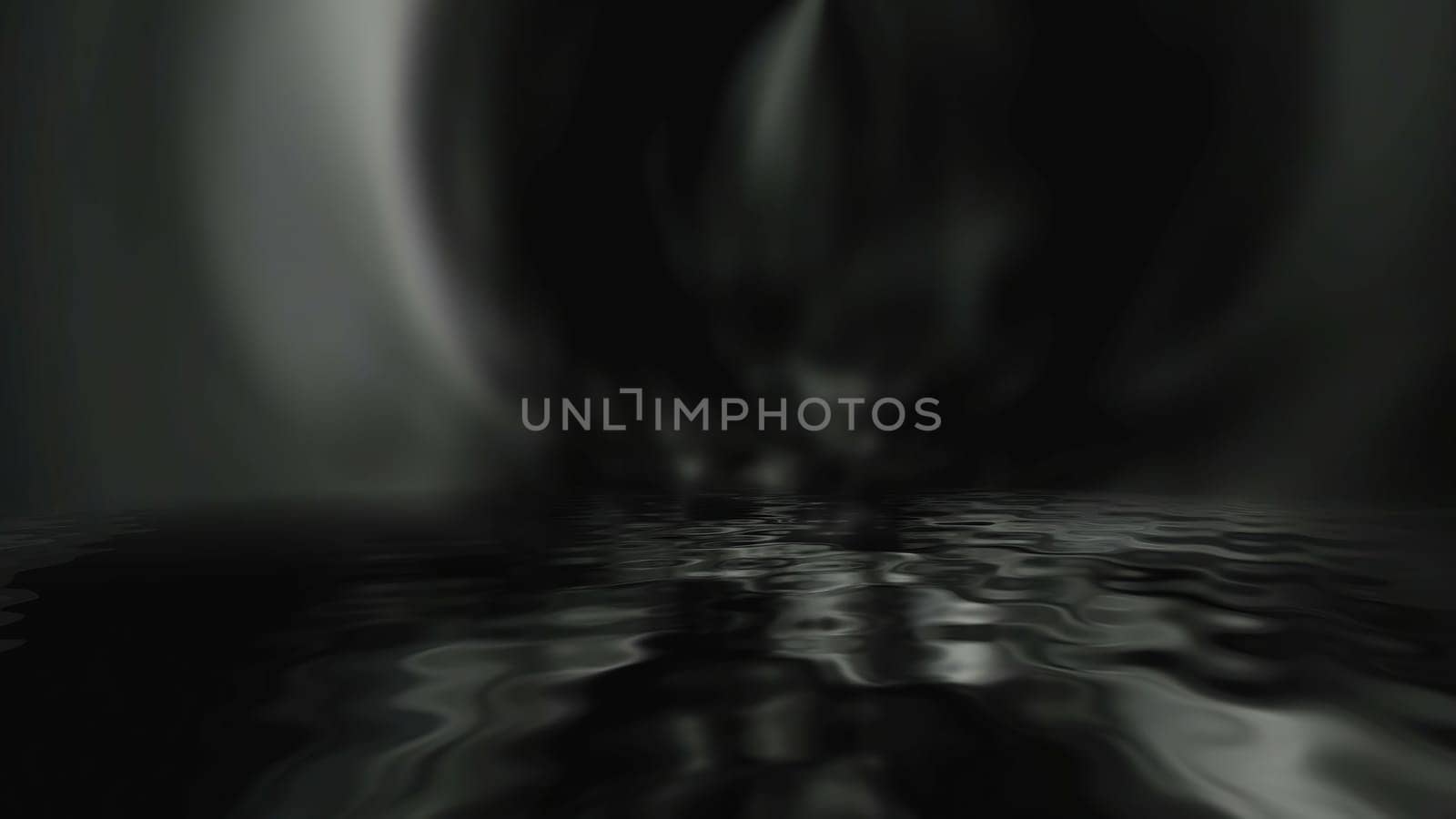 Dark water and mysterious light  3D illustration