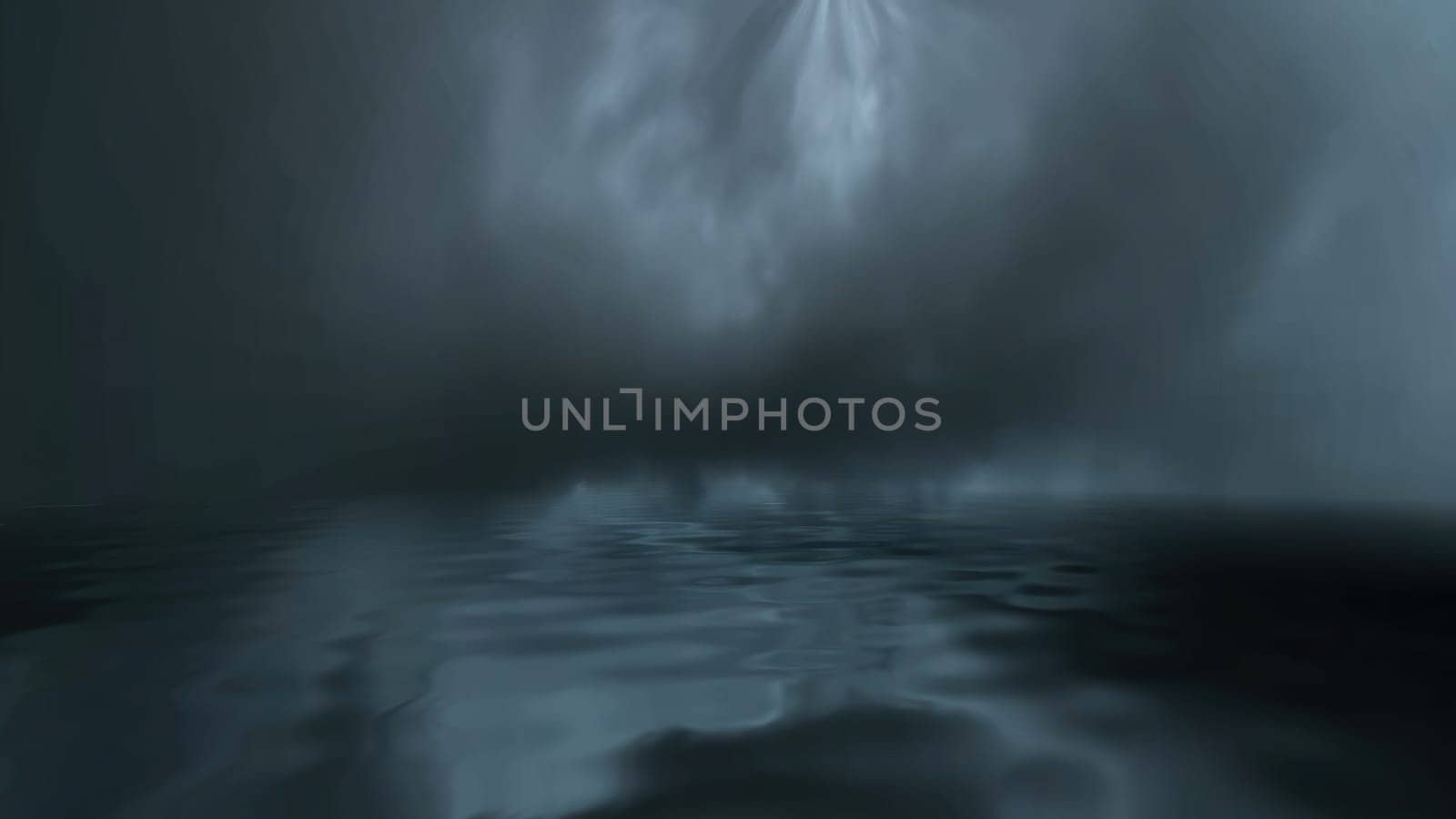 Dark water and mysterious light  3D illustration