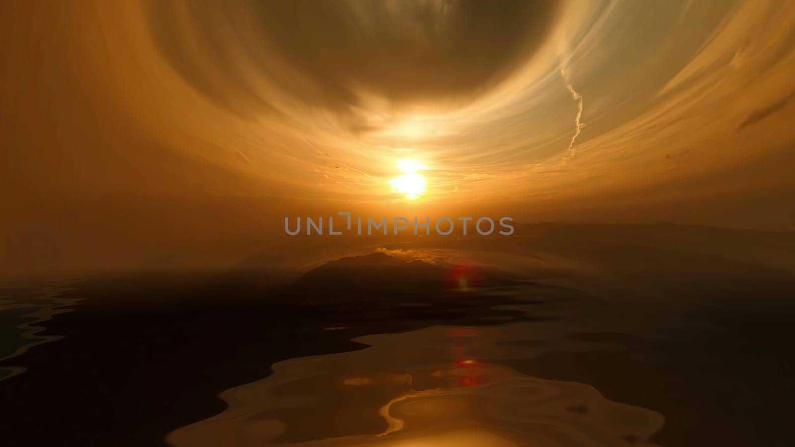 Sunset clouds reflected in water