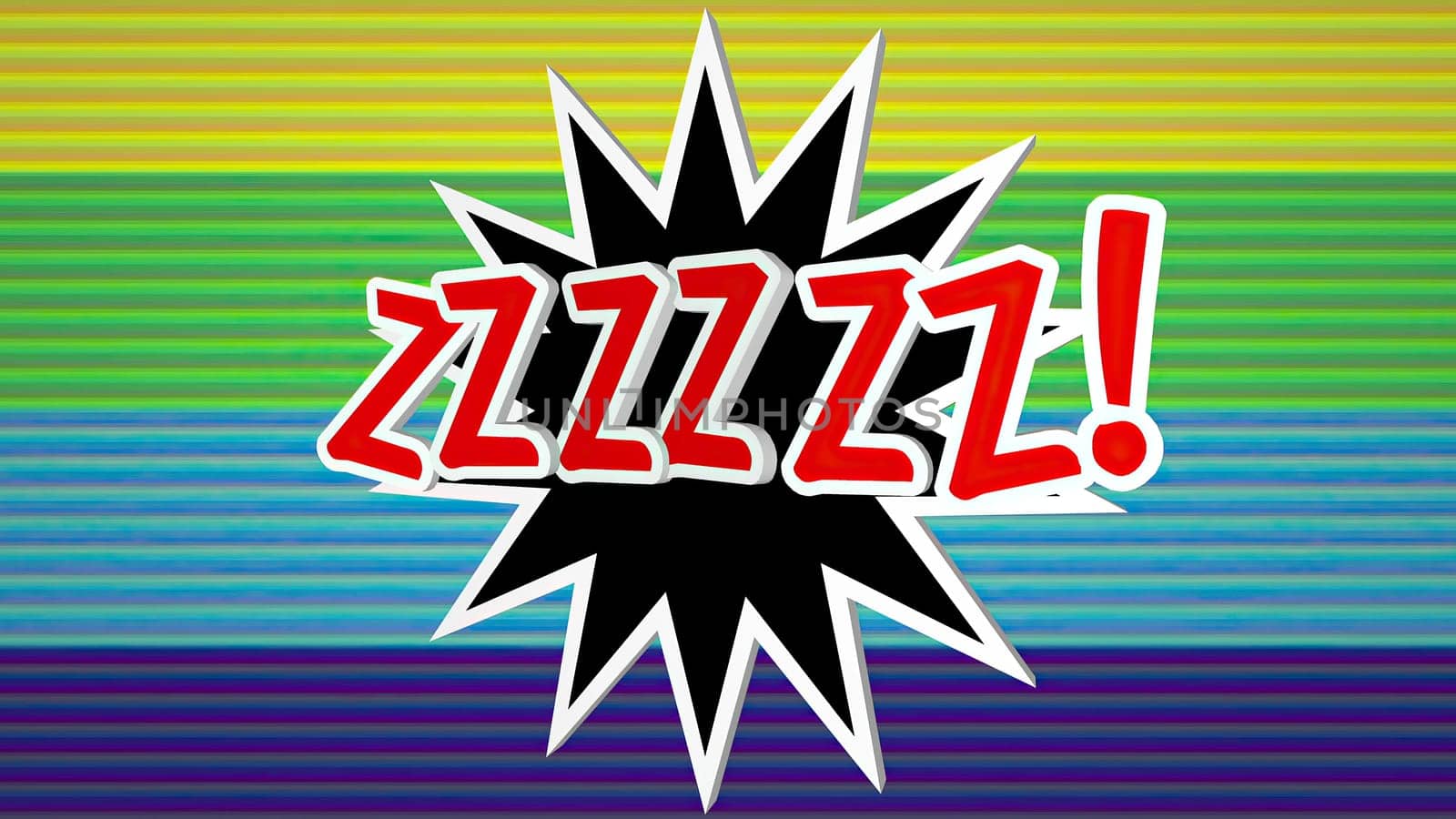 ZZZZZZ comic pop art text against colorful background..